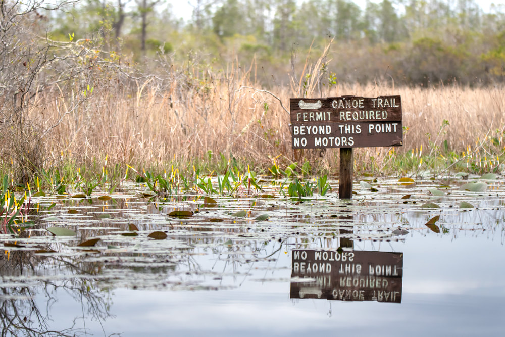 Canoe Trail Permit Required Sign in the Okefenokee National Wildlife Refuge, Georgia USA Picture