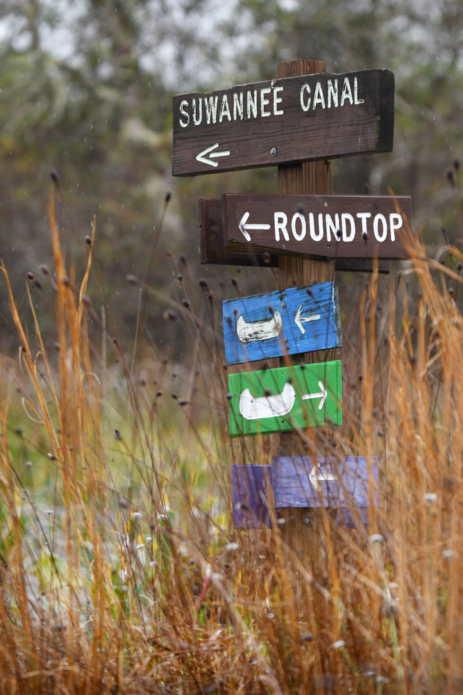 Suwannee Canal and Round Top shelter canoe kayak trail directional sign in Okefenokee National Wildlife Refuge, Georgia USA Picture